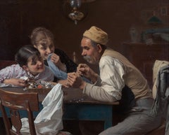 Antique Threading the Needle (Oil painting by Arturo Moradei)