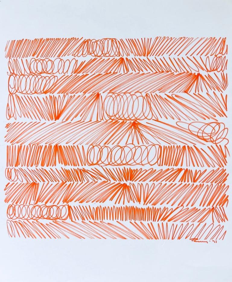 American (1917-2000) Abstract Drawing, Marker on Paper, Signed & Dated  For Sale 1