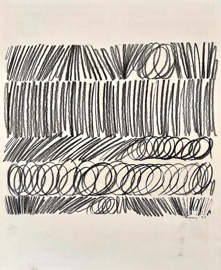 Aubrey Penny,  American (1917 - 2000) Abstract Drawing on Paper. Signed and Dated 71, lower right

Titled: 