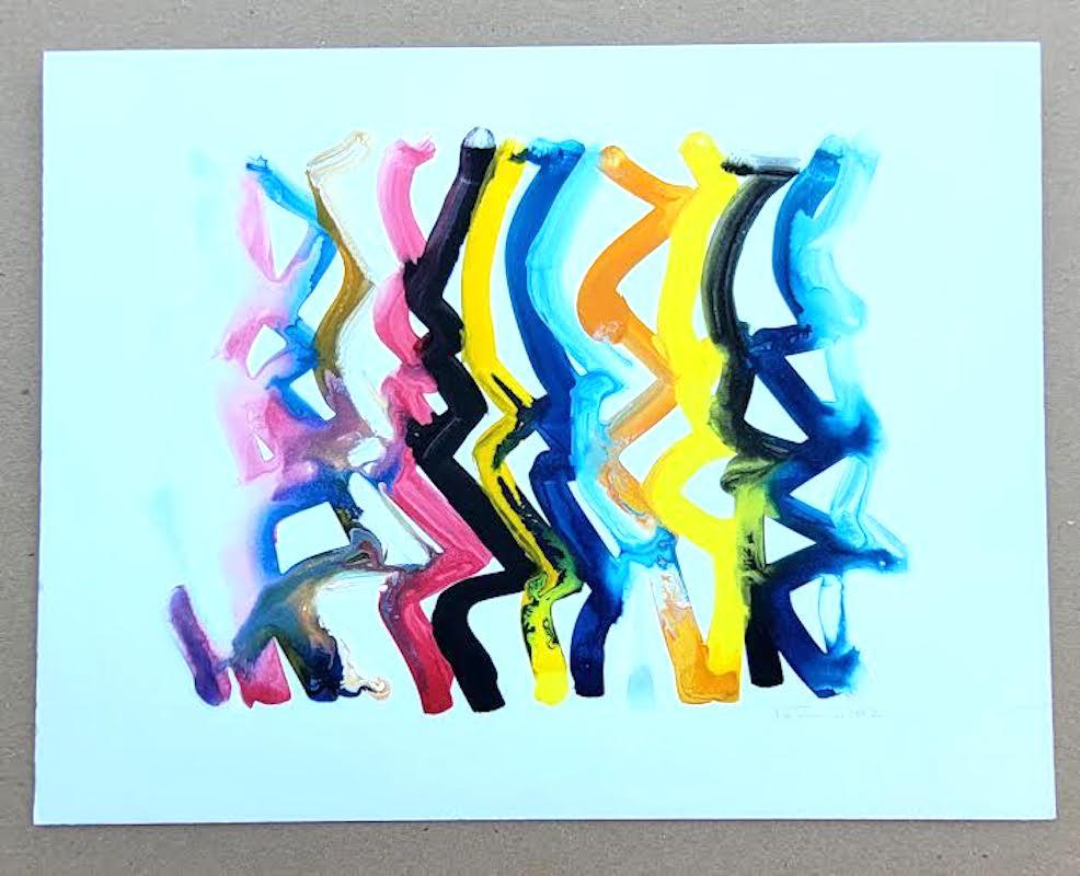Aquarelle abstraite Aubrey Penny - Série de structures biologiques signée, datée 