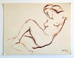 Peinture d'un nu féminin - Signé