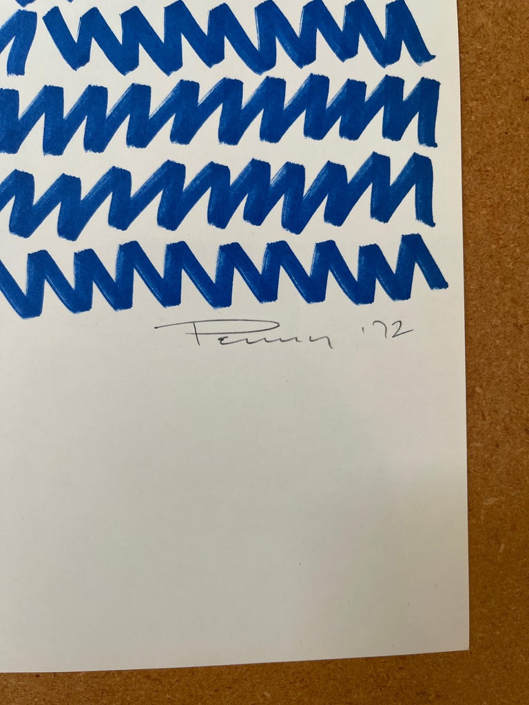 Aubrey Penny - Aubrey Penny Blue Abstract Drawing 1972 For Sale at 1stDibs