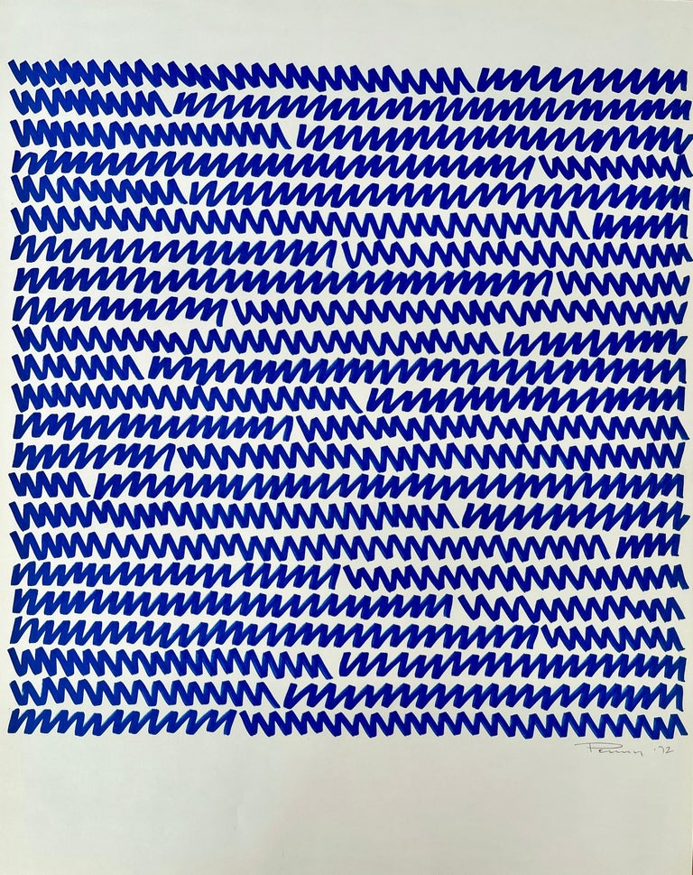 Aubrey Penny - Aubrey Penny Blue Abstract Drawing 1972 For Sale at 1stDibs
