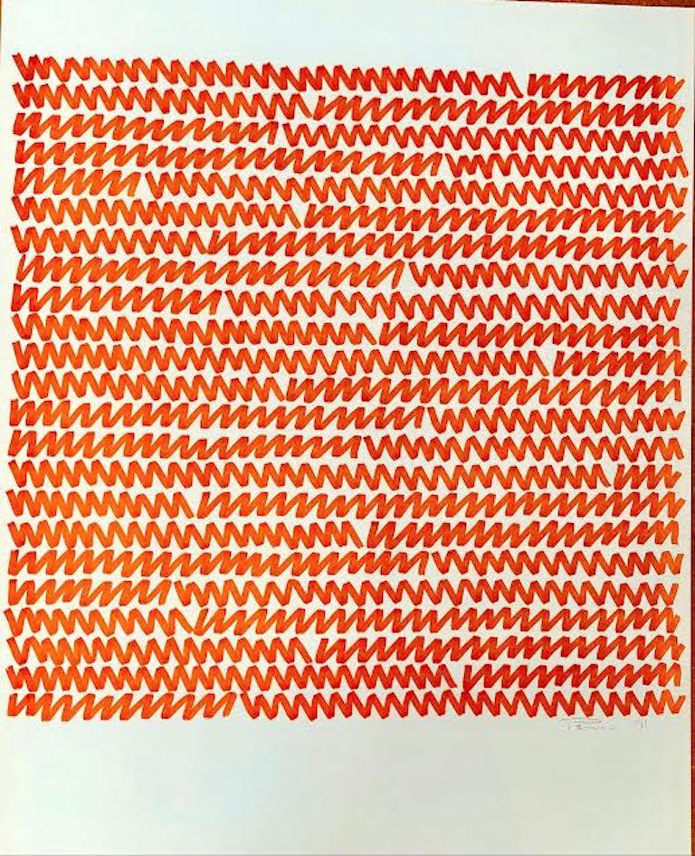 Aubrey Penny - Aubrey Penny Orange Abstract Drawing 1971 For Sale at ...