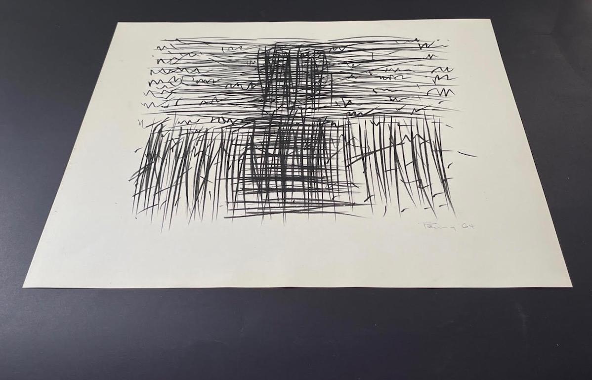 Américain (1917 - 2000)   Dessin abstrait, marqueur sur papier. Signé et daté  - Abstrait Art par Aubrey Penny