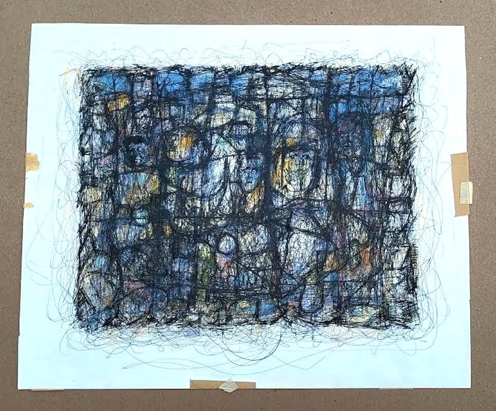 Aubrey Penny Ink and Watercolor Drawing with Hidden Faces.

Untitled, Unsigned. 1970's

Aubrey Penny (American 1917-2000) was an innovative California abstract artist who worked in a variety of mediums. Owner of the No-os gallery on La Cienega