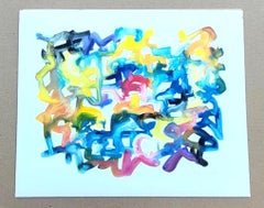 Aquarelle abstraite de Aubrey Penny, série « Biological Structure » signée et datée 