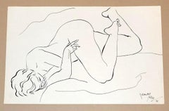 Female Nude Ink Drawing - Signed and Dated 
