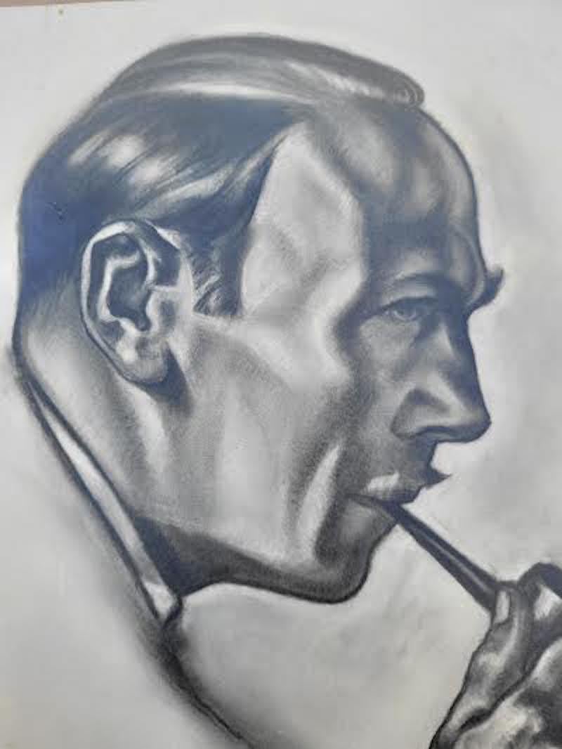 Retrato Dibujo del Actor Roland Young (1887-1953) Regalado a Jean Negulesco. - Art de Unknown