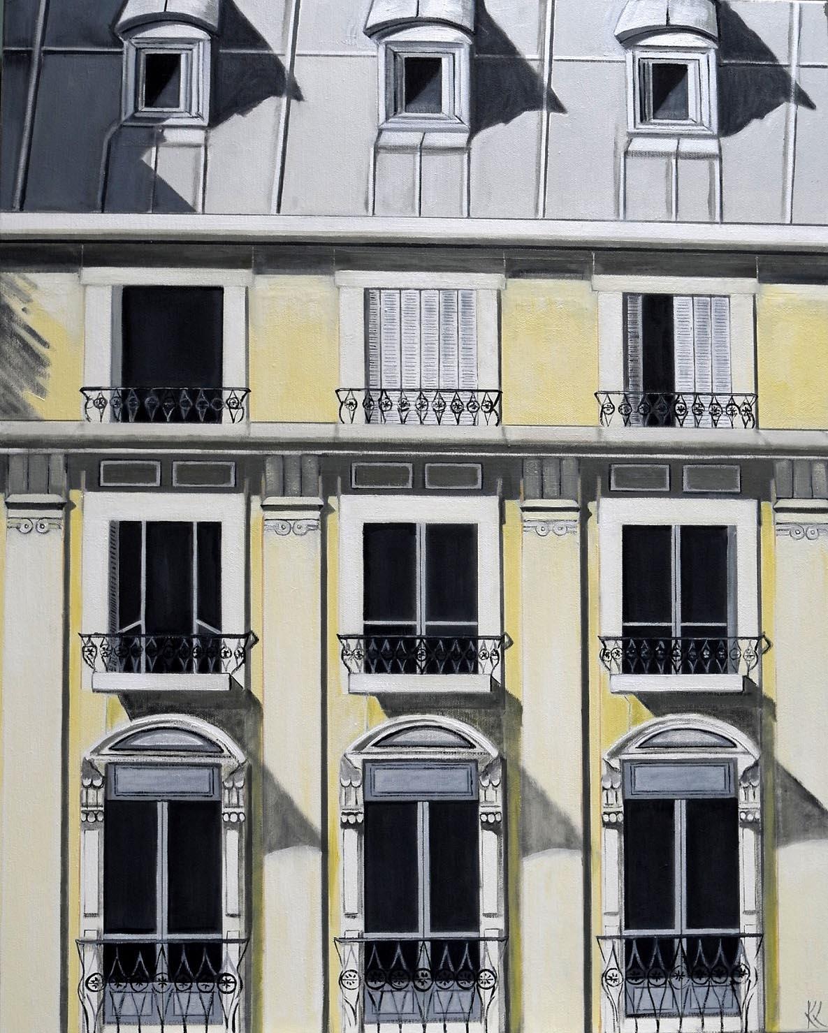 Karen Lynn Interior Painting - Paris Façade - architectural oil painting