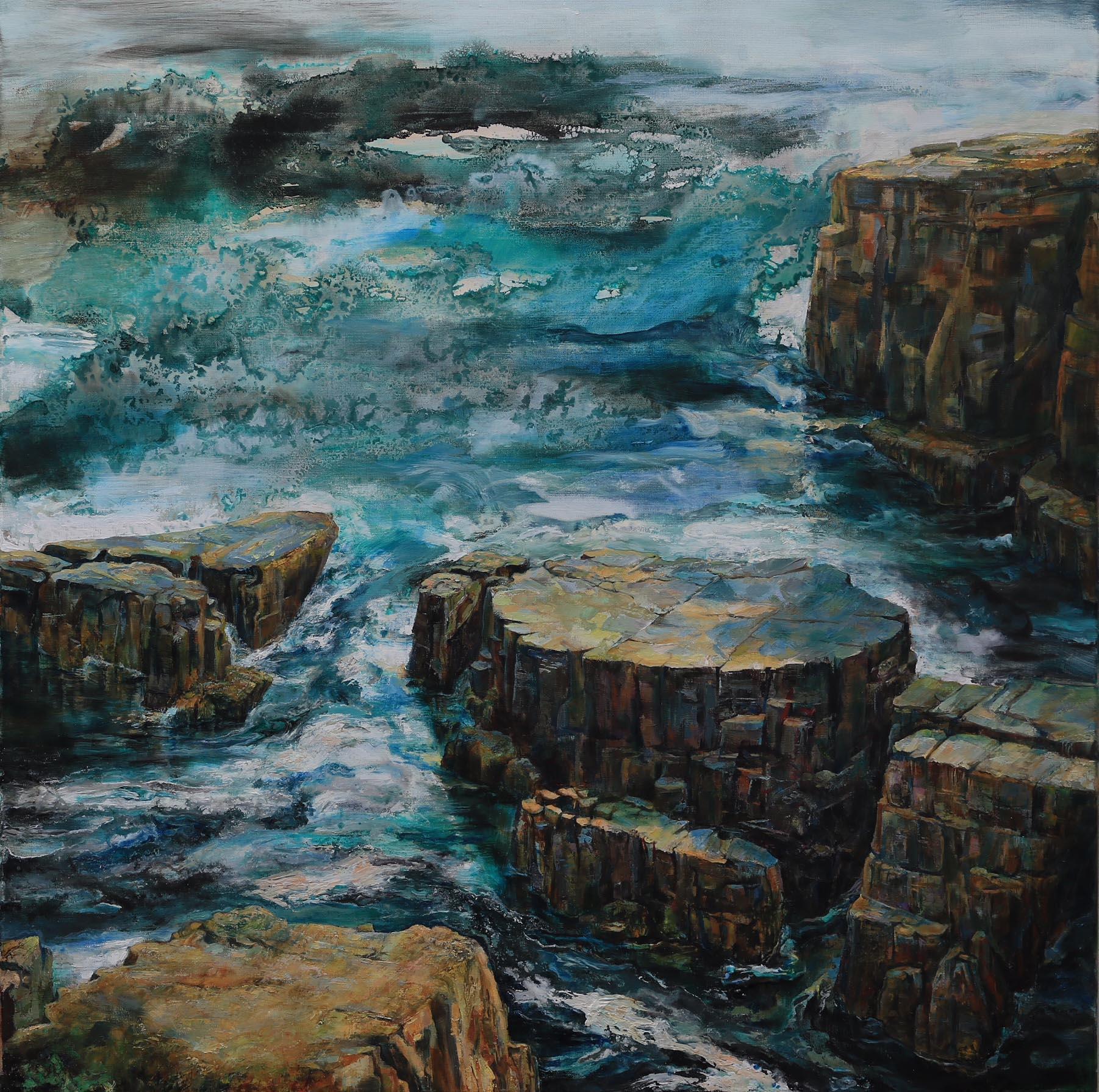 Tess Gartland-Jones  Landscape Painting - To The Lighthouse, Newfoundland, Seascape Painting
