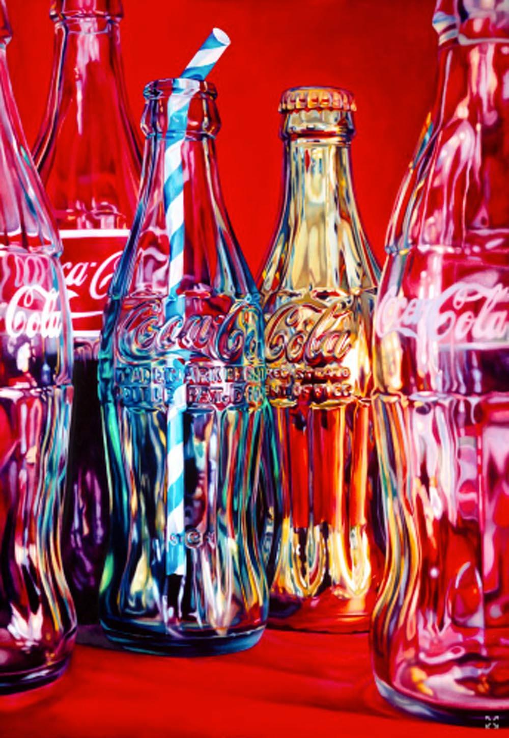 Coke and Stripey Straw, still life pop art red screen print, coca cola art
