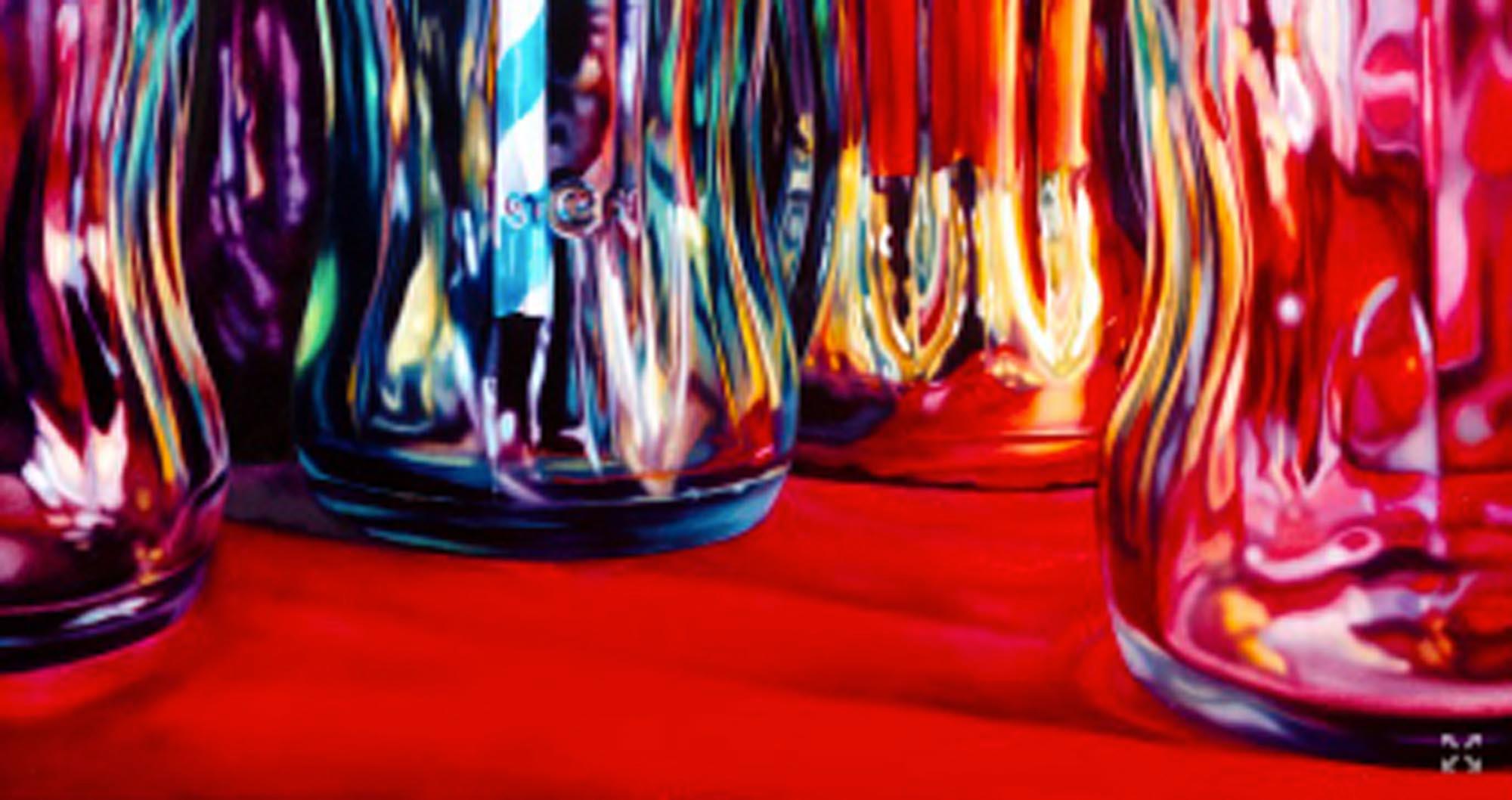 Coca cola y pajita rayada, naturaleza muerta pop art serigrafía roja, arte coca cola - Still-Life Print Rojo de Kate Brinkworth