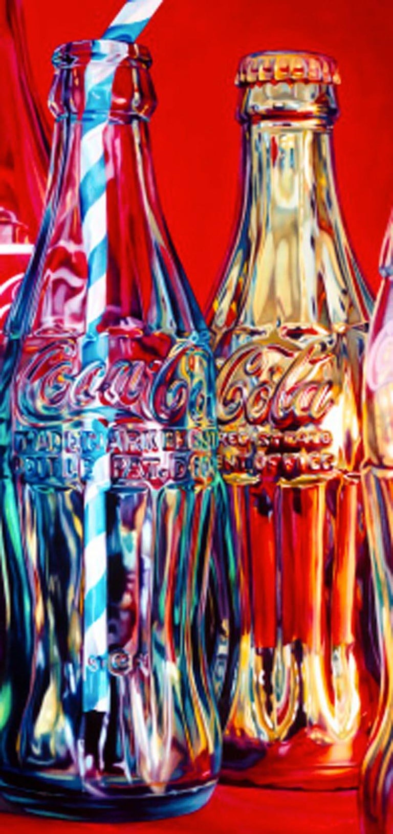 Kate Brinkworth - Coke and Stripey Straw, still life pop art red screen