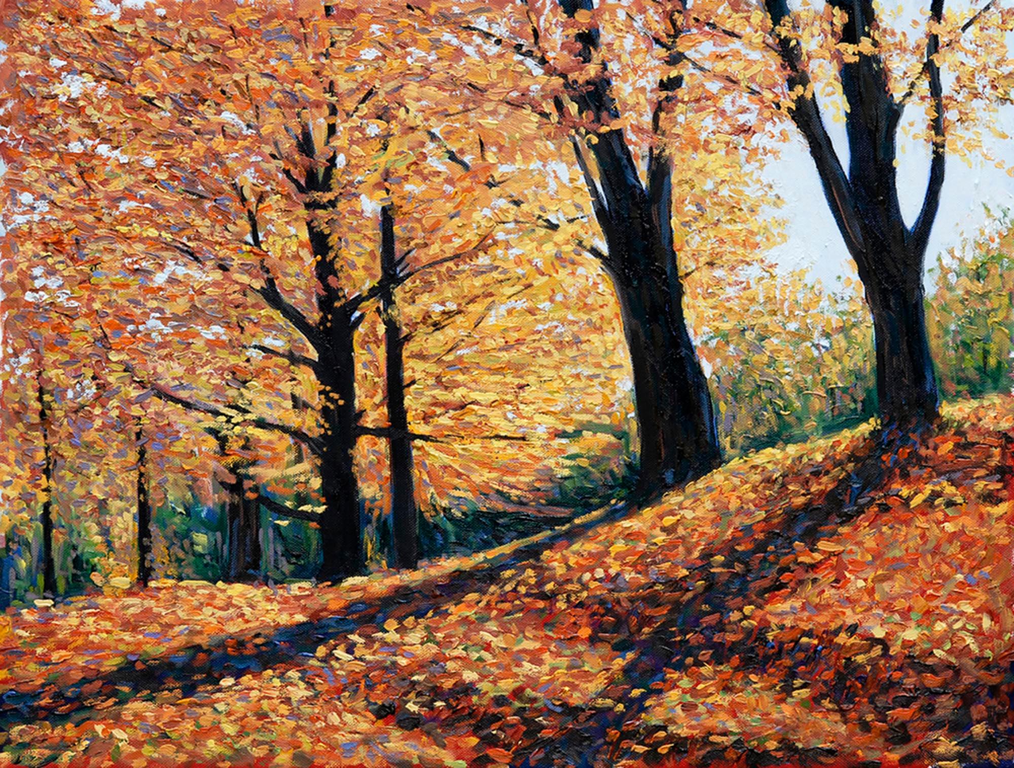Lee Tiller Still-Life Painting - Tree Poem 7 - impressionist autumnal landscape original oil painting