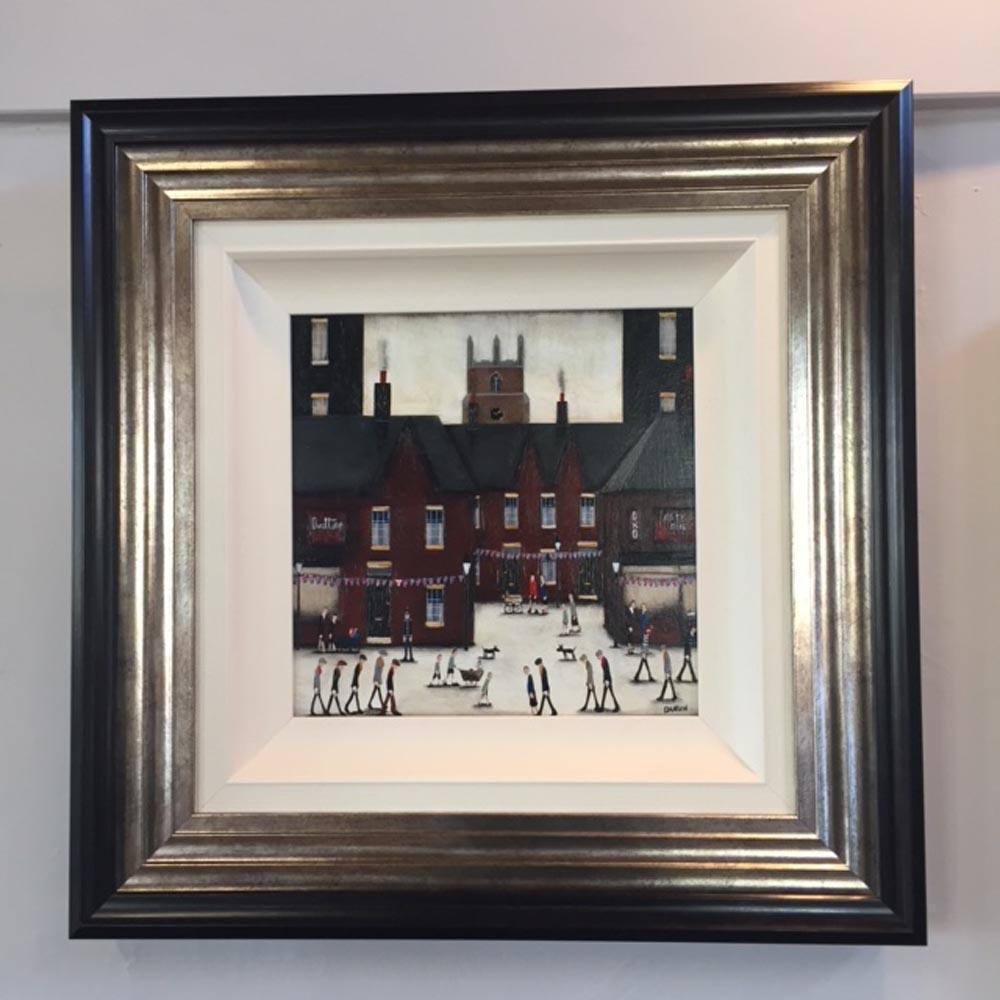Keeping Watch, oil painting inspired by Lowry, original painting  - Painting by Sean Durkin