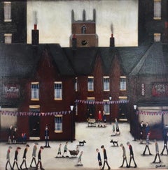 Keeping Watch, oil painting inspired by Lowry, original painting