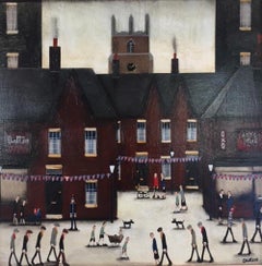 Keeping Watch, oil painting inspired by Lowry, original painting 