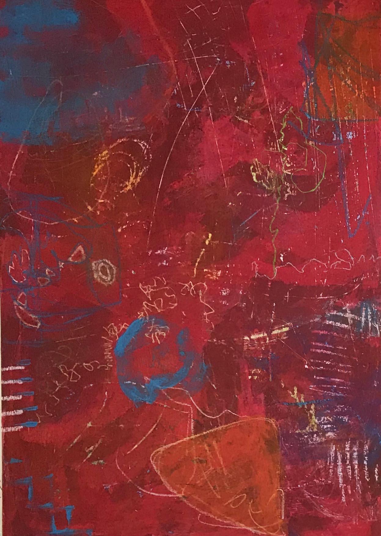 Red Painting, Abstract Expressionism, Mixed Media, Original Art - Abstract Expressionist Mixed Media Art by Dora Williams