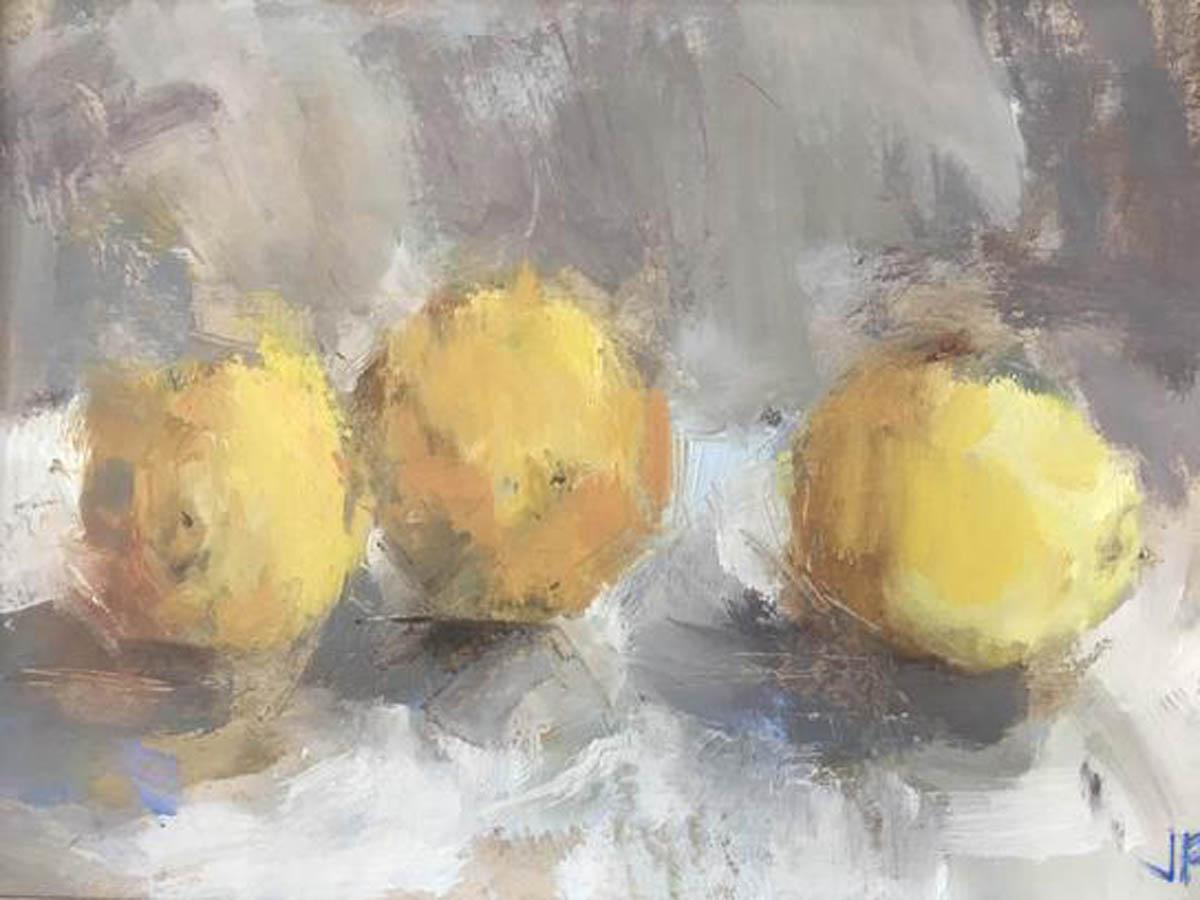 
Jemma Powell- Three Lemons
An original still life contemporary oil painting on board.
Framed, 34 x 28cm
Picture, 23.5 x 17cm
Signed JP in the bottom right hand corner of the painting and also on the reverse of the frame.
Creation year: 2018. 