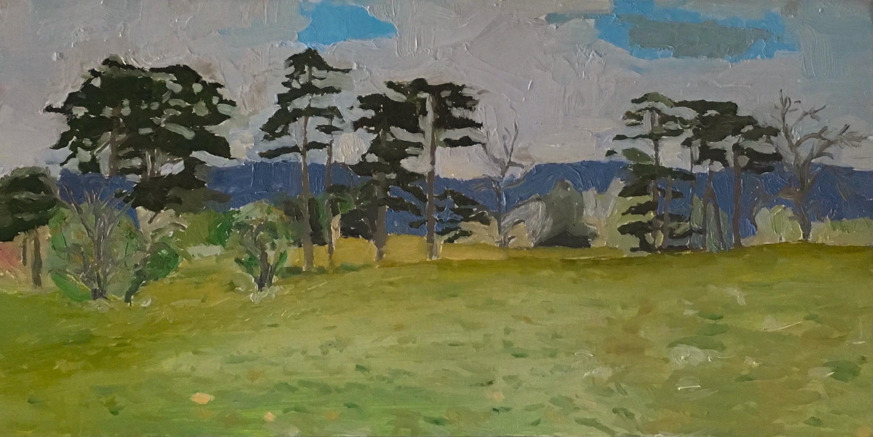Eleanor Woolley Landscape Painting - Walking out from Highnam