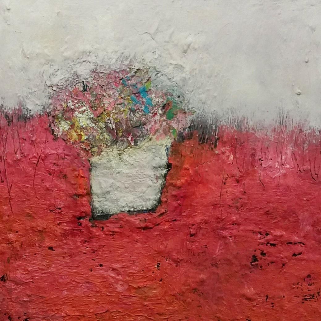 Lisa House Abstract Painting - Scarlet Blossom