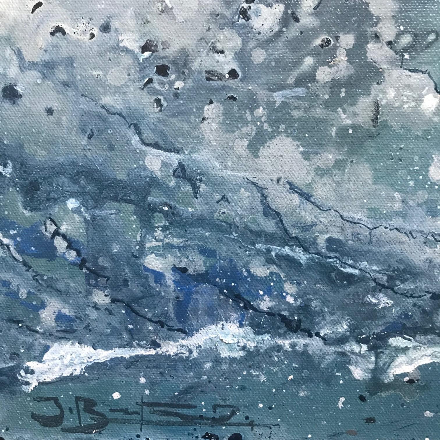 Blaue Berge (Grau), Abstract Painting, von James Bonstow