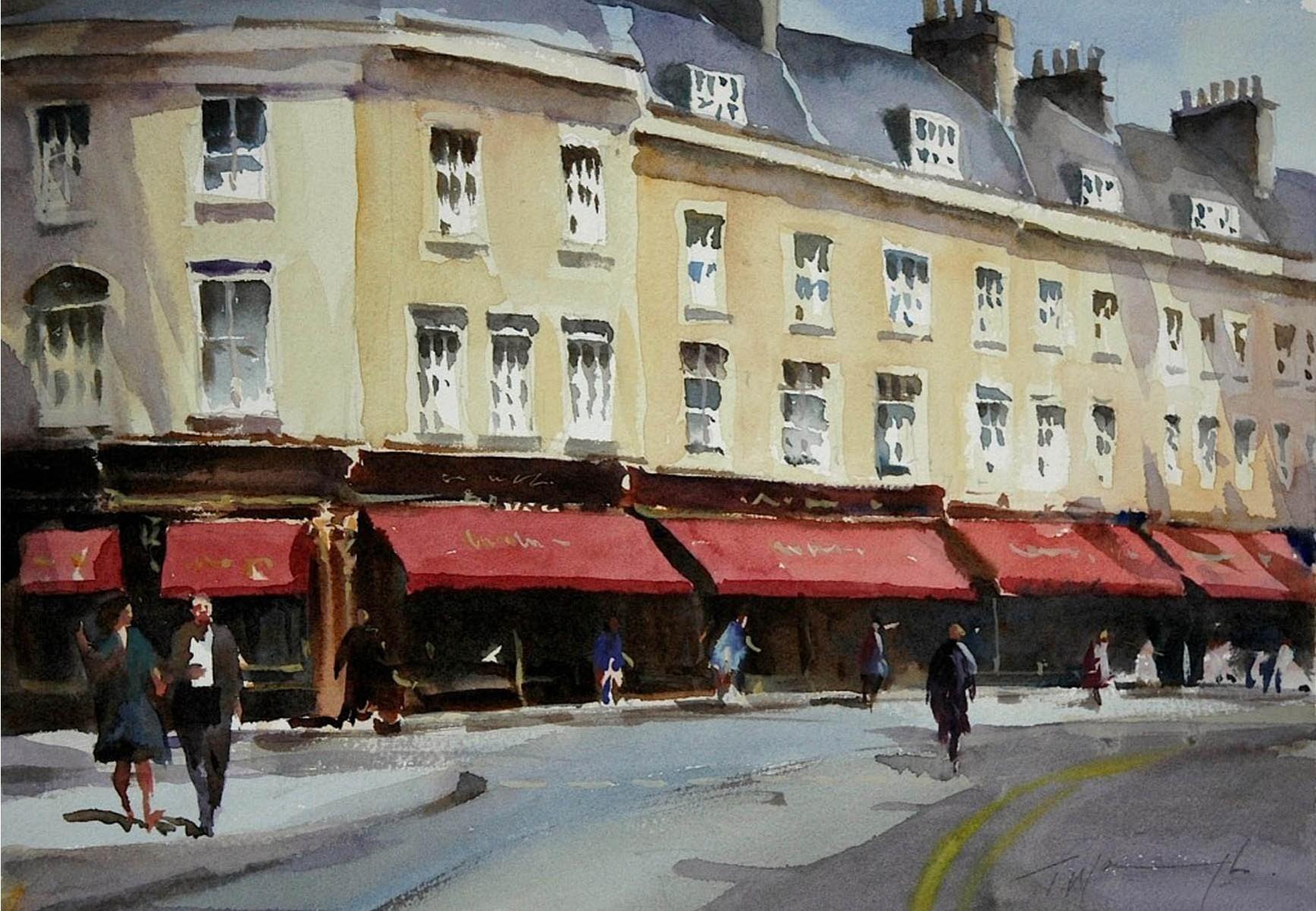 Trevor Waugh Landscape Painting - Shoppers in Bath