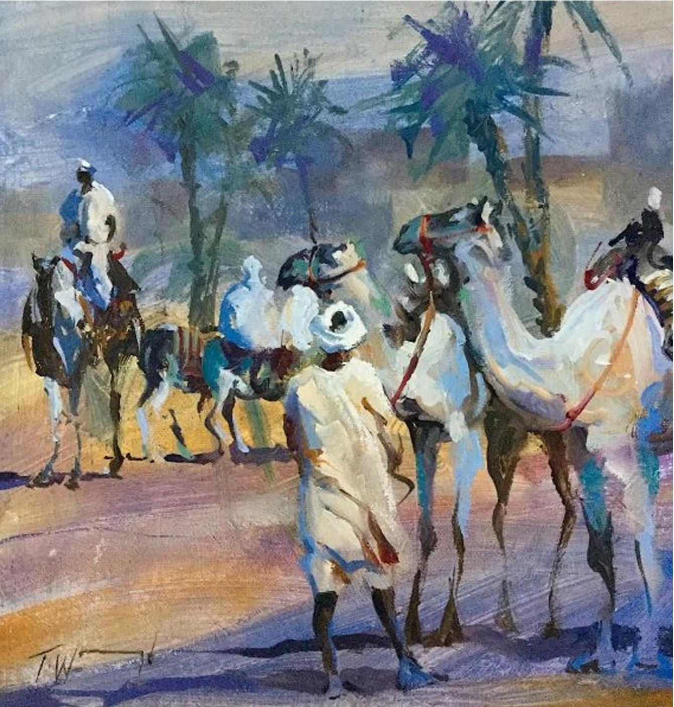 Trevor Waugh Animal Painting - Camel Swap