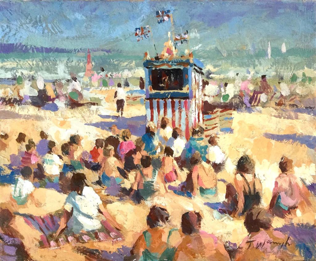 A Punch and Judy Show - Painting by Trevor Waugh