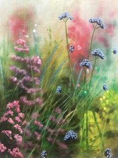 Island Garden Border III, Floral Painting on Board by Dylan Lloyd for Sale