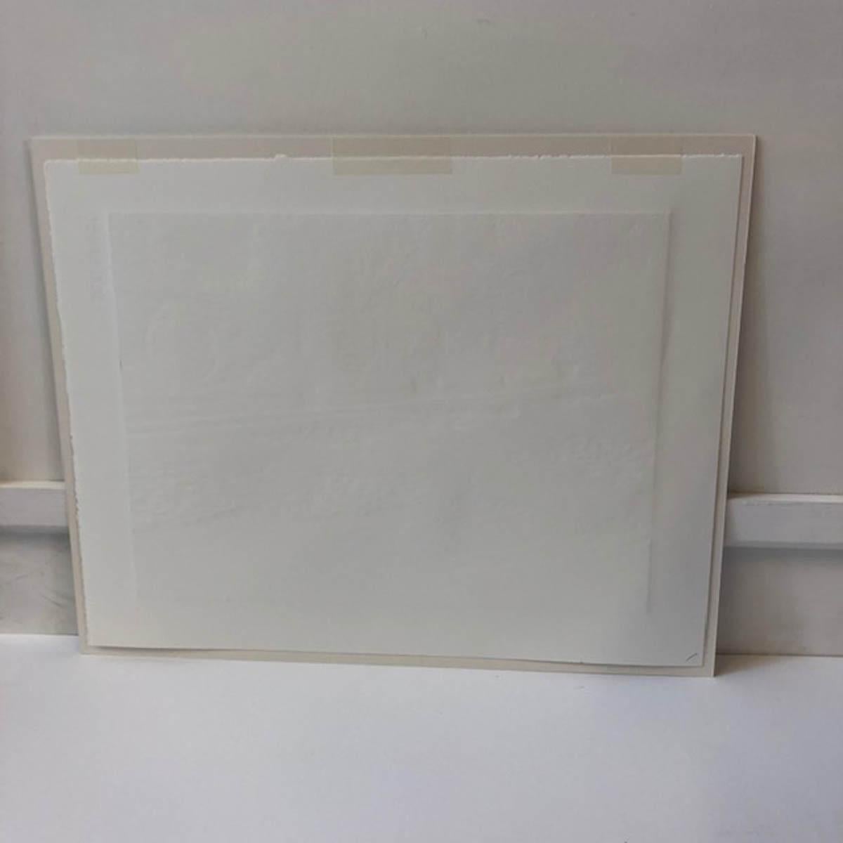 Réflections d'un étang en argile, boucle Alexandra, imprimé lino original en édition limitée - Print de Alexandra Buckle