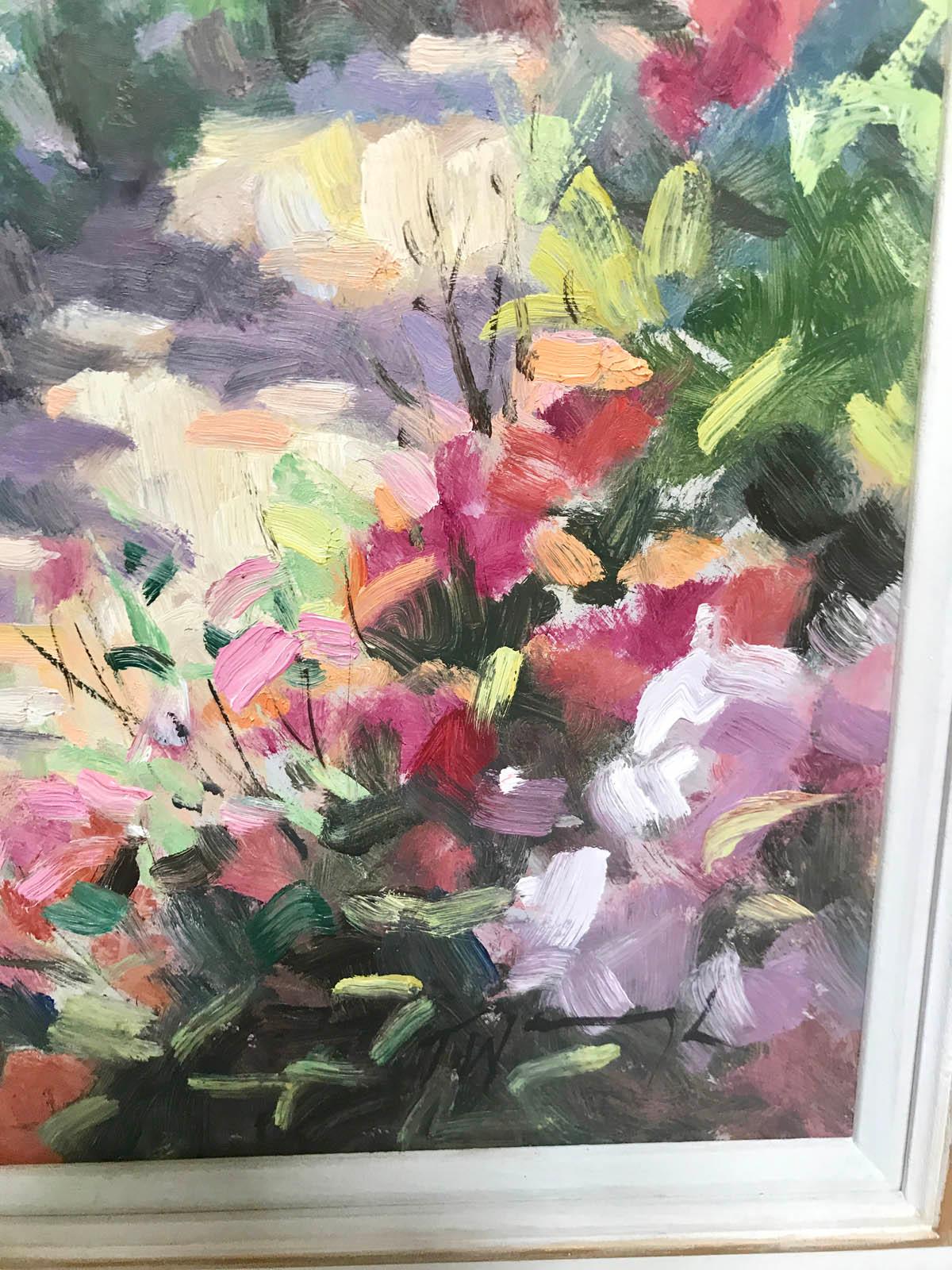 The Long Garden, Trevor Waugh, peinture à l'huile contemporaine originale sur carton en vente 2