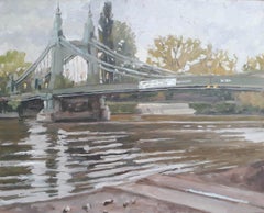 Hammersmith Bridge, weiches Licht von LESLEY DABSON, Original zeitgenössisches Gemälde