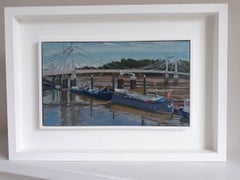 Albert Bridge London and Blue Sky BY LESLEY DABSON, Original Oil Painting, City