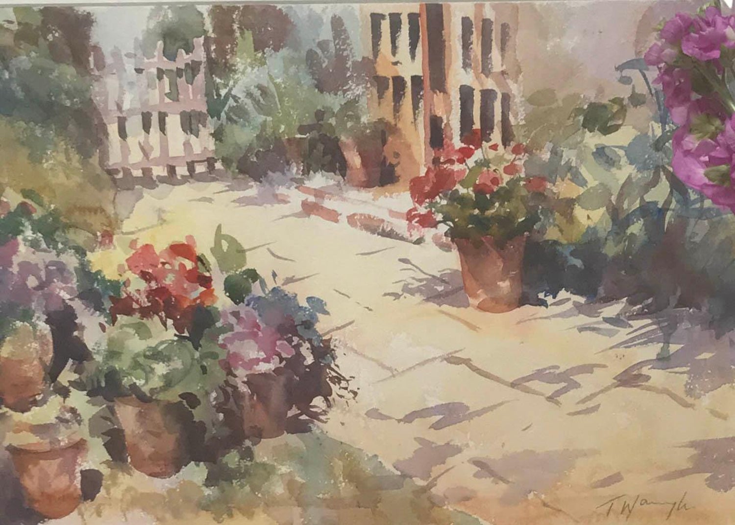 Trevor Waugh The Old Studio Original Framed Watercolour Painting Floral Art - 