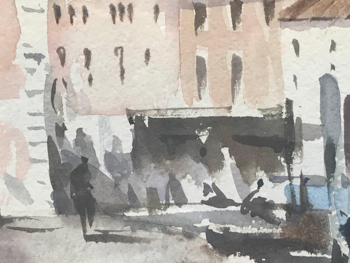Trevor Waugh, Góndolas en espera Venecia, Pintura original en acuarela, Localización en venta 3