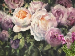 Trevor Waugh, Bouquets de roses, Nature morte contemporaine encadrée, peinture de fleurs