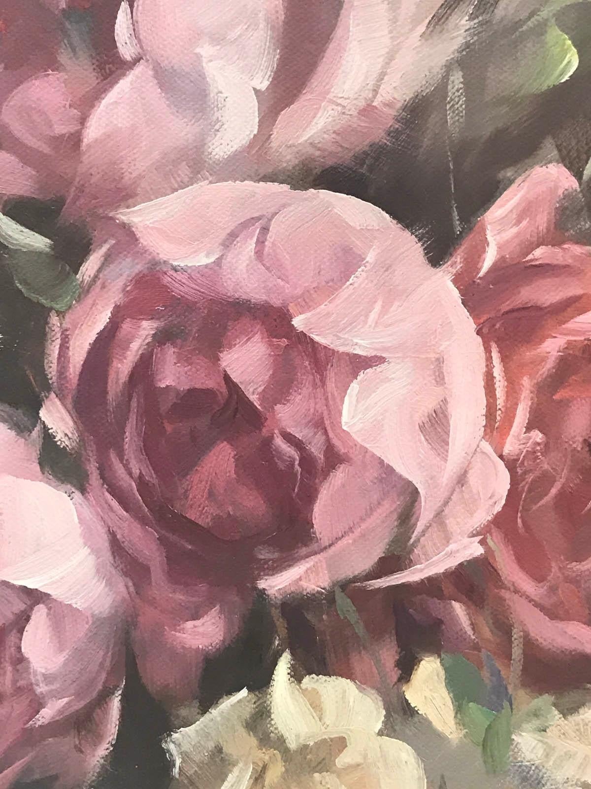 Trevor Waugh, Studio Roses, Original Oil Painting, Still Life Painting, Original For Sale 1