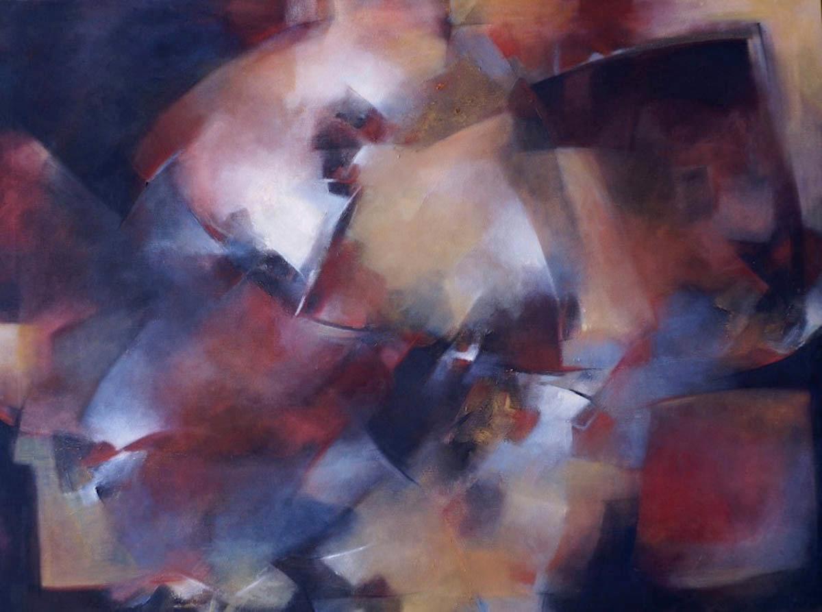 Jo Jenkins Abstract Painting - Danger Lurks at Blind Corners BY JO JENKINS, Original Contemporary Painting
