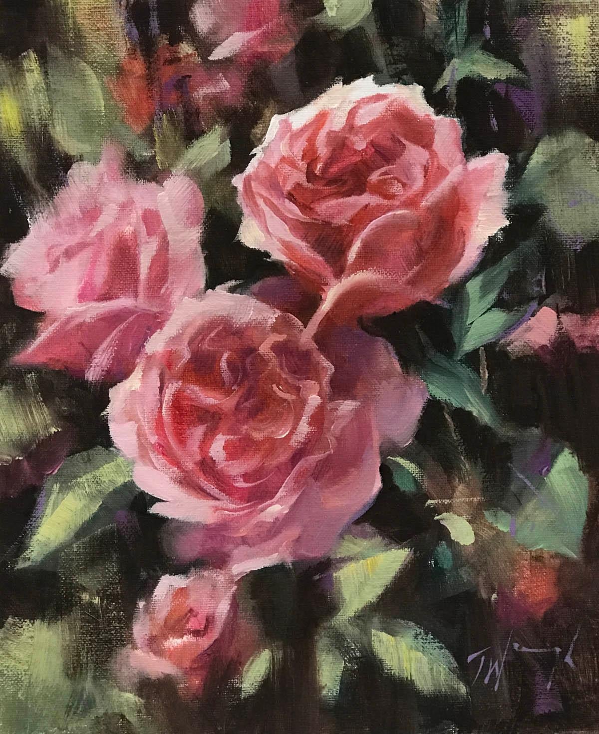 Trevor Waugh Trevor Waugh Pink Roses At Kew Original Oil Paintings Trevor Waugh Trevor Waugh Pink Roses At Kew Original Oil Paintings