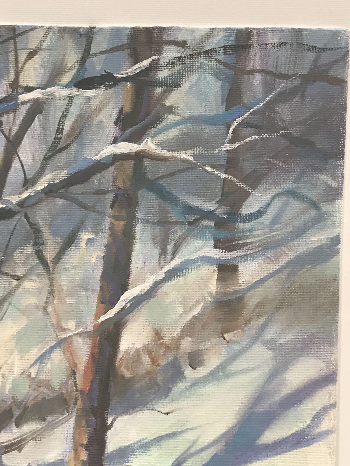 Trevor Waugh, Árboles de invierno, Pintura al óleo original, Escena de invierno, Paisaje de invierno en venta 5