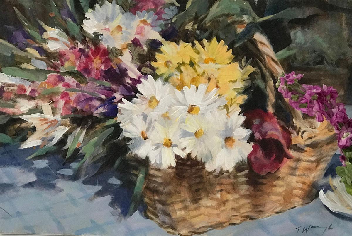 flower basket acrylic painting