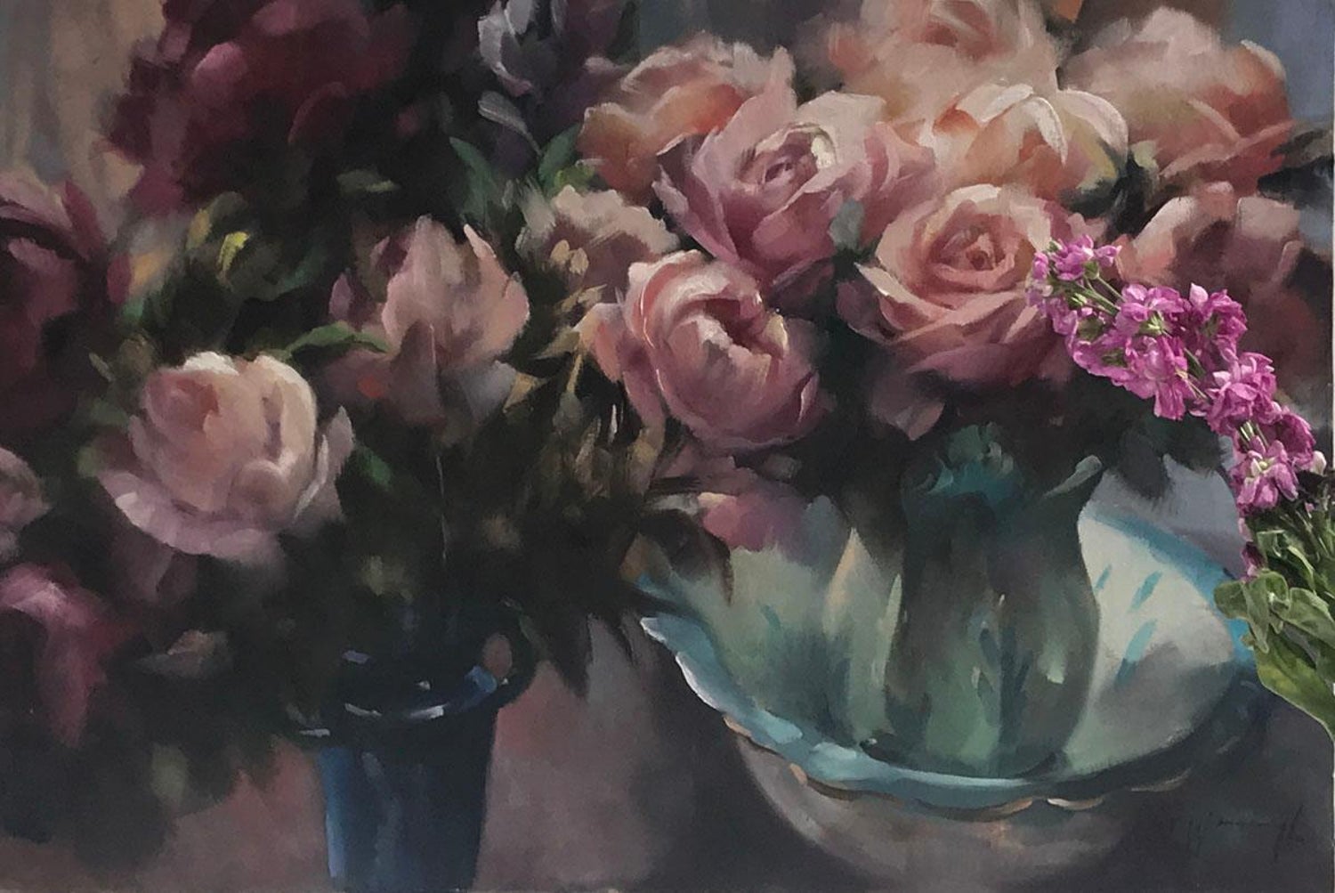 Trevor Waugh Trevor Waugh Rose Light Original Oil Painting Contemporary Floral Art Floral For Sale At 1stdibs