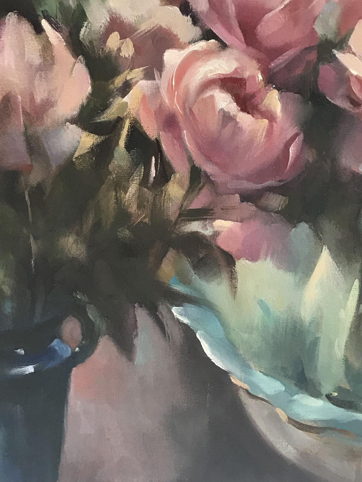 Trevor Waugh, Rose Light, Original Oil Painting, Contemporary Floral Art, Floral For Sale 1
