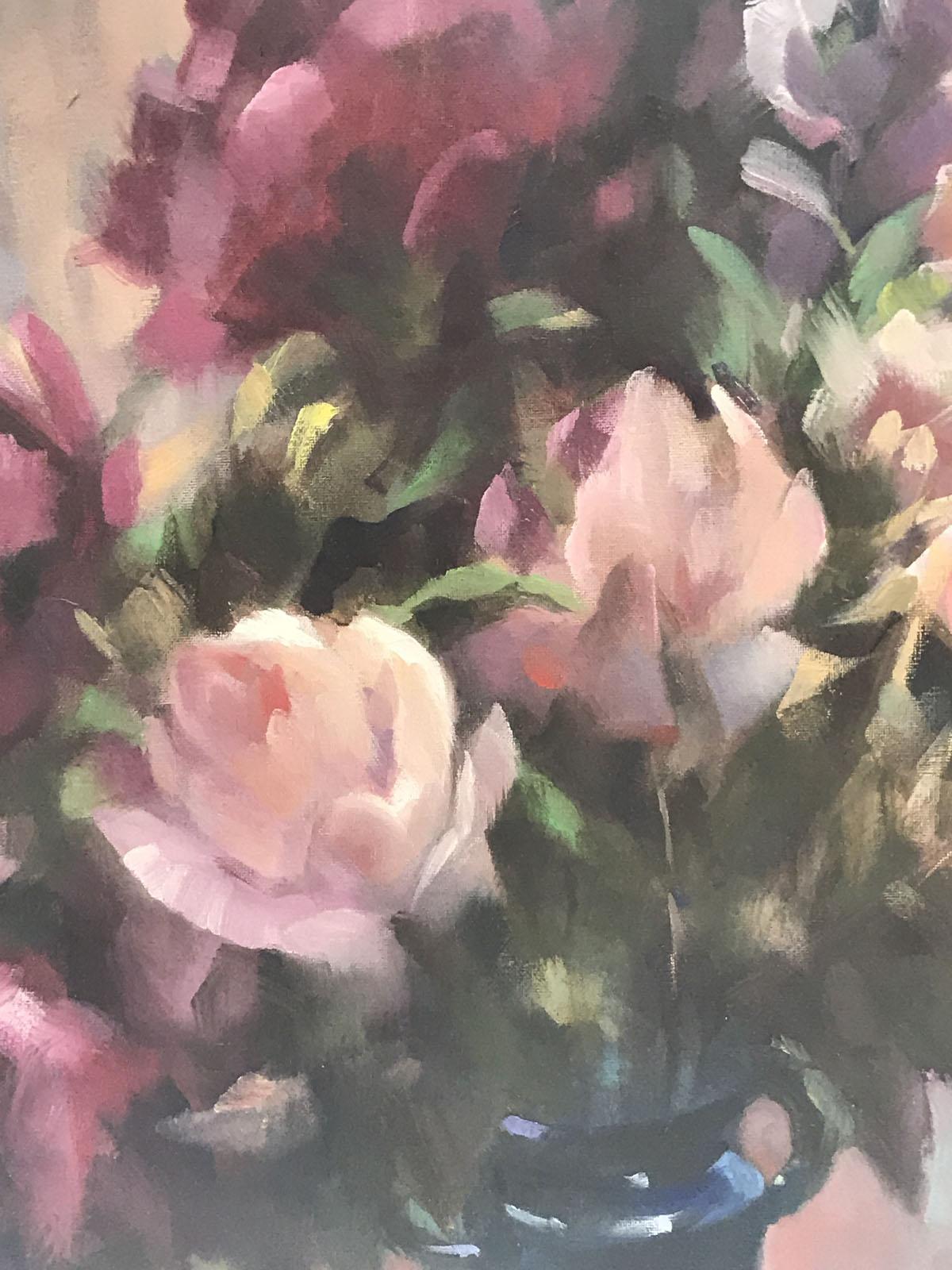 Trevor Waugh, Rose Light, Original Oil Painting, Contemporary Floral Art, Floral For Sale 2