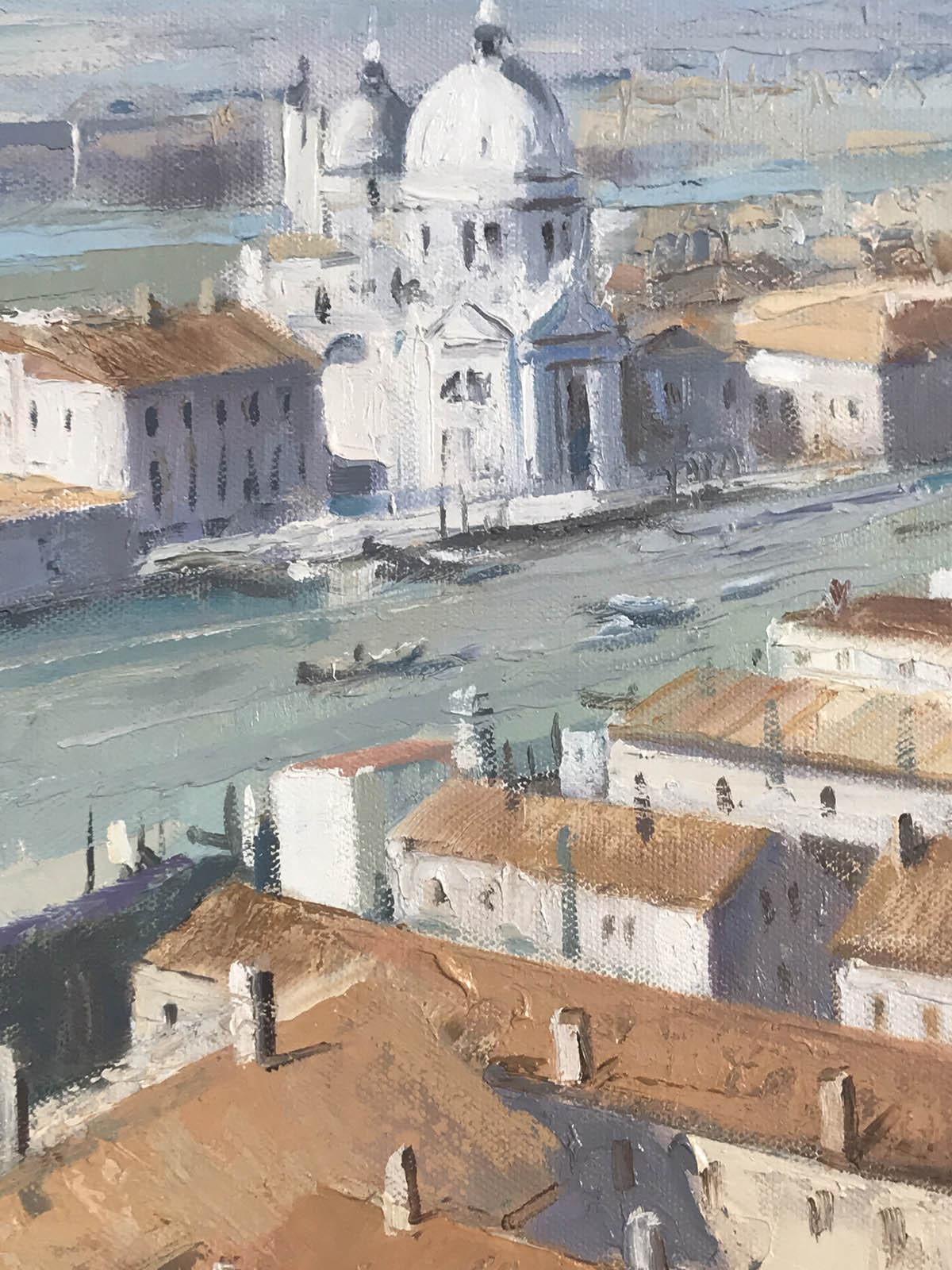 Trevor Waugh, Venetian Rooftops, Venice, Original Oil Painting, Cityscape Art For Sale 3