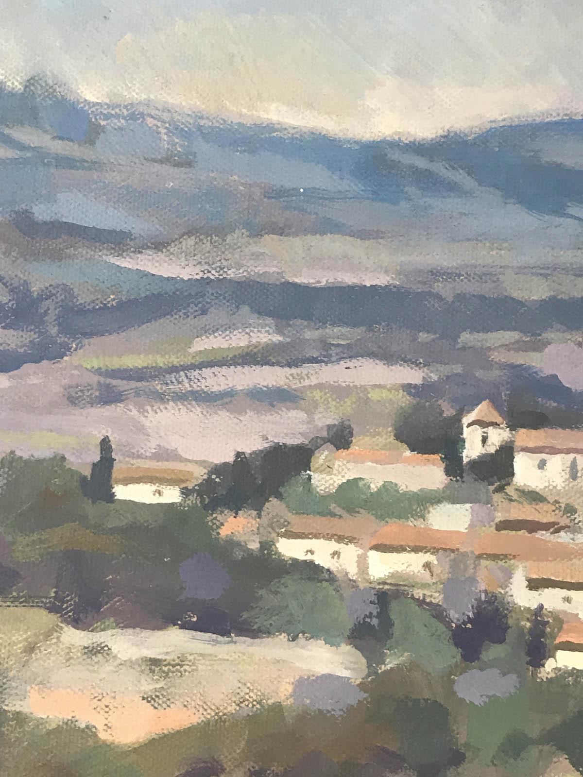 Trevor Waugh, Fanjeaux, sud de la France, peinture à l'huile originale, peinture de voyage en vente 7