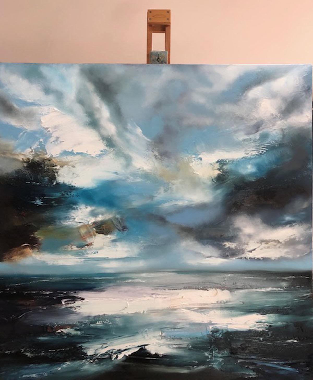 Beckoning of Distant Waters – Helen Howells – Original Seascape Oil Painting For Sale 3