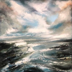 Original Meereslandschaft, Ölgemälde 91cm x 91cm, Helen Howells, „New Dawn“